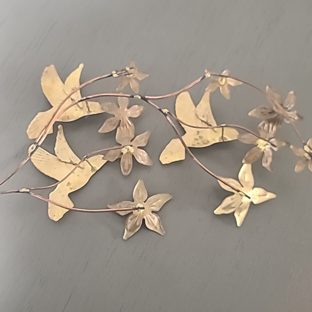 Vintage Copper Wire Hummingbird & Flower Wall Art - Picture 4 of 4